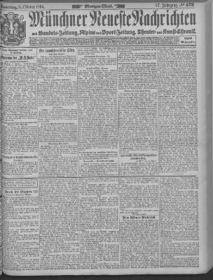 Münchner neueste Nachrichten Samstag 8. Oktober 1904