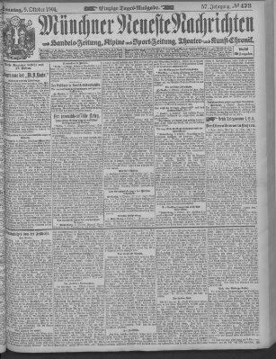 Münchner neueste Nachrichten Sonntag 9. Oktober 1904