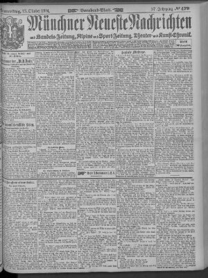 Münchner neueste Nachrichten Donnerstag 13. Oktober 1904