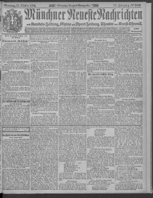 Münchner neueste Nachrichten Montag 31. Oktober 1904