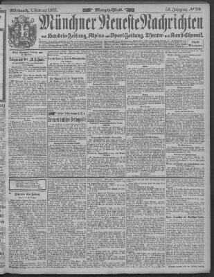 Münchner neueste Nachrichten Mittwoch 1. Februar 1905