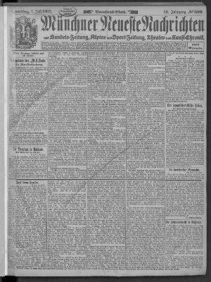 Münchner neueste Nachrichten Samstag 1. Juli 1905