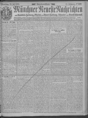 Münchner neueste Nachrichten Samstag 22. Juli 1905