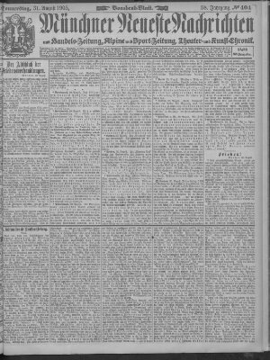 Münchner neueste Nachrichten Donnerstag 31. August 1905