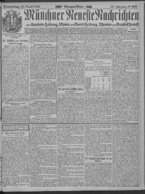 Münchner neueste Nachrichten Donnerstag 31. August 1905