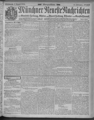 Münchner neueste Nachrichten Mittwoch 3. August 1898