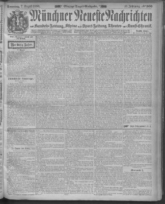 Münchner neueste Nachrichten Sonntag 7. August 1898