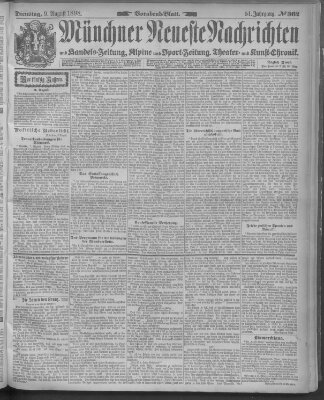 Münchner neueste Nachrichten Dienstag 9. August 1898