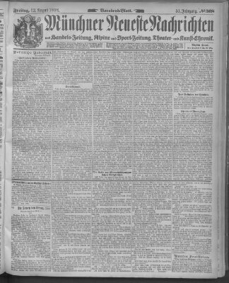 Münchner neueste Nachrichten Freitag 12. August 1898