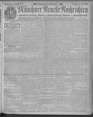 Münchner neueste Nachrichten Sonntag 21. August 1898