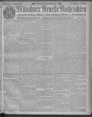 Münchner neueste Nachrichten Montag 22. August 1898