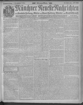 Münchner neueste Nachrichten Donnerstag 1. September 1898