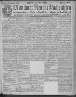 Münchner neueste Nachrichten Freitag 2. September 1898