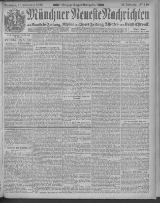 Münchner neueste Nachrichten Sonntag 11. September 1898