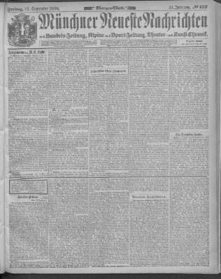 Münchner neueste Nachrichten Freitag 16. September 1898