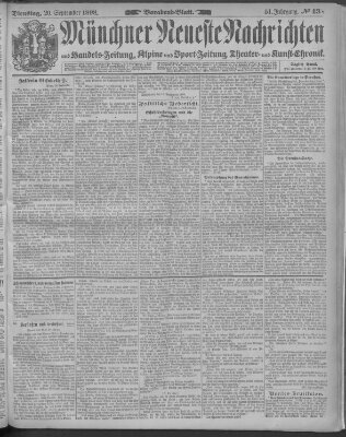 Münchner neueste Nachrichten Dienstag 20. September 1898