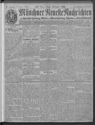 Münchner neueste Nachrichten Mittwoch 1. November 1905