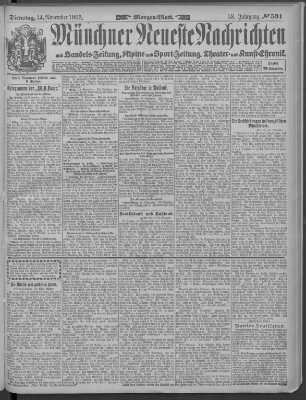 Münchner neueste Nachrichten Dienstag 14. November 1905