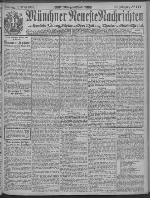 Münchner neueste Nachrichten Freitag 10. März 1905