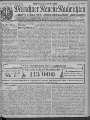 Münchner neueste Nachrichten Donnerstag 15. Juni 1905