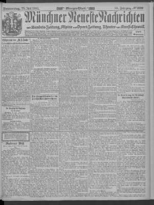 Münchner neueste Nachrichten Donnerstag 29. Juni 1905