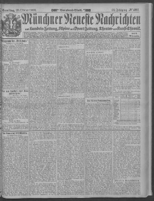 Münchner neueste Nachrichten Samstag 20. Oktober 1906