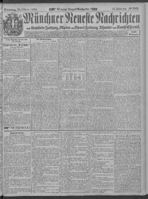 Münchner neueste Nachrichten Sonntag 28. Oktober 1906