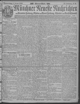 Münchner neueste Nachrichten Donnerstag 4. Januar 1906