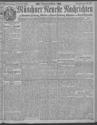 Münchner neueste Nachrichten Donnerstag 18. Januar 1906