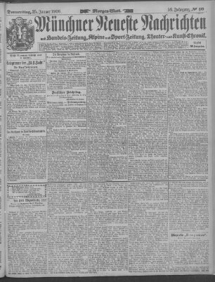 Münchner neueste Nachrichten Donnerstag 25. Januar 1906