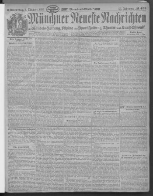 Münchner neueste Nachrichten Donnerstag 1. Oktober 1896