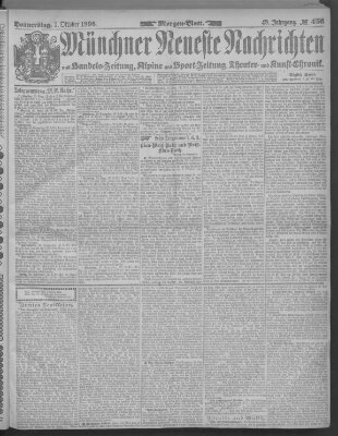 Münchner neueste Nachrichten Donnerstag 1. Oktober 1896