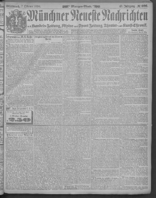 Münchner neueste Nachrichten Mittwoch 7. Oktober 1896