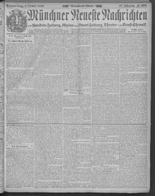 Münchner neueste Nachrichten Donnerstag 8. Oktober 1896