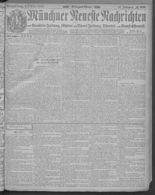 Münchner neueste Nachrichten Donnerstag 8. Oktober 1896