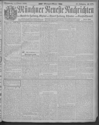 Münchner neueste Nachrichten Mittwoch 14. Oktober 1896