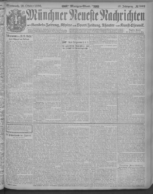 Münchner neueste Nachrichten Mittwoch 28. Oktober 1896