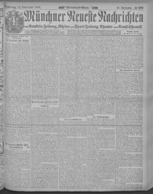 Münchner neueste Nachrichten Samstag 14. November 1896