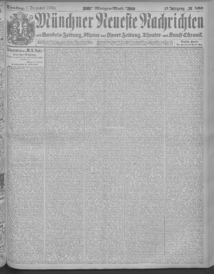 Münchner neueste Nachrichten Dienstag 1. Dezember 1896