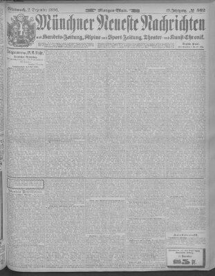 Münchner neueste Nachrichten Mittwoch 2. Dezember 1896