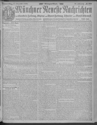 Münchner neueste Nachrichten Donnerstag 17. Dezember 1896