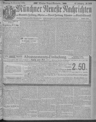 Münchner neueste Nachrichten Montag 21. Dezember 1896