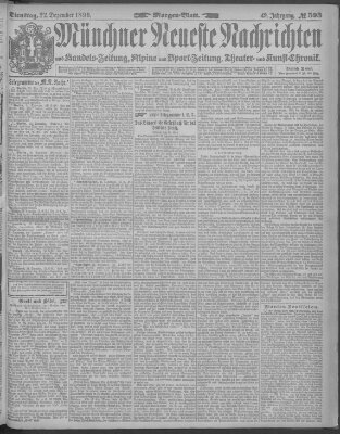 Münchner neueste Nachrichten Dienstag 22. Dezember 1896