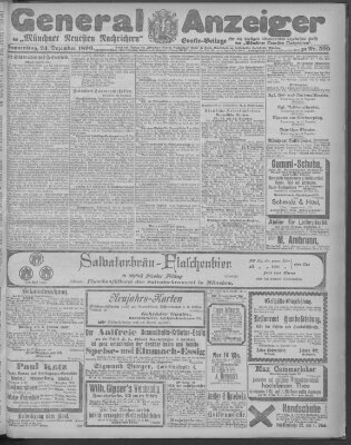 Münchner neueste Nachrichten Donnerstag 24. Dezember 1896