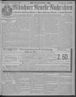 Münchner neueste Nachrichten Mittwoch 30. Dezember 1896