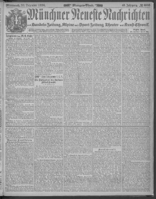 Münchner neueste Nachrichten Mittwoch 30. Dezember 1896