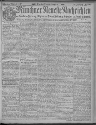 Münchner neueste Nachrichten Montag 26. April 1897