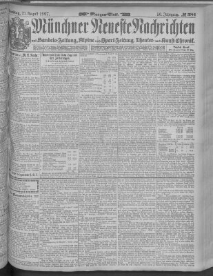 Münchner neueste Nachrichten Samstag 21. August 1897