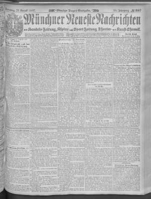 Münchner neueste Nachrichten Sonntag 29. August 1897