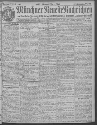 Münchner neueste Nachrichten Freitag 7. April 1905